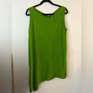KALIYANA Green Linen Asymmetrical Dress S/M